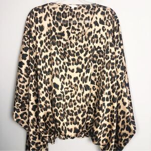 ODDY | Animal Print Leopard Poncho Style Balloon Top Plus Size Women’s XL/2XL